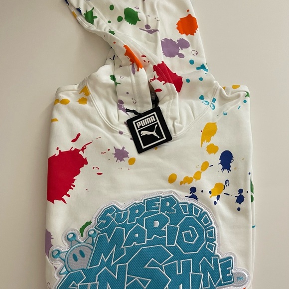 Puma Other - Puma White Hoodie with Colorful Paint-Splash Accents